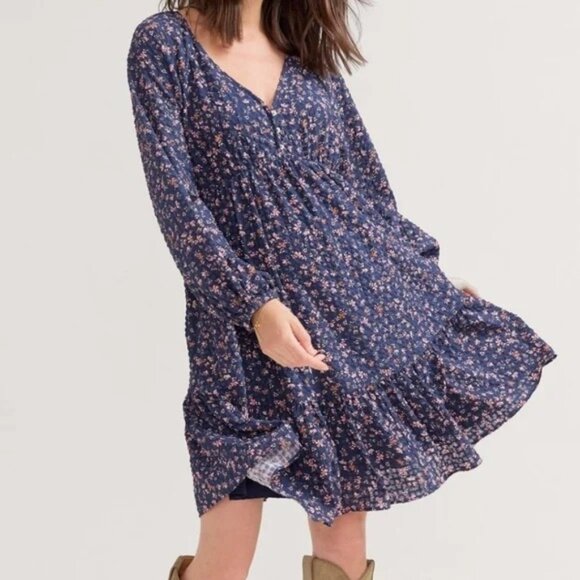 Hatch Collection The Kelsey Maternity Dress Blue Floral Peasant Boho Women's M/L - Picture 1 of 10